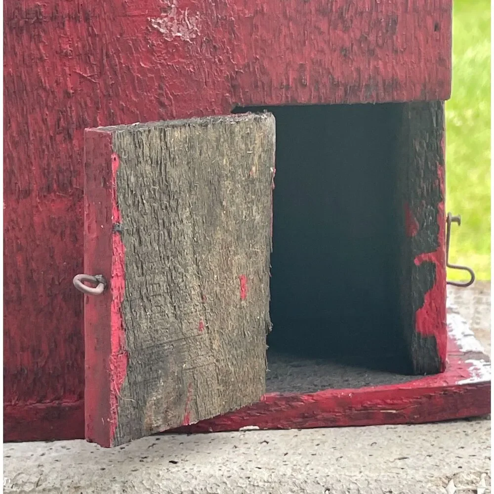 Rustic Wooden Christmas Birdhouse 2 Story Distressed Red Farmhouse Cabin Decor